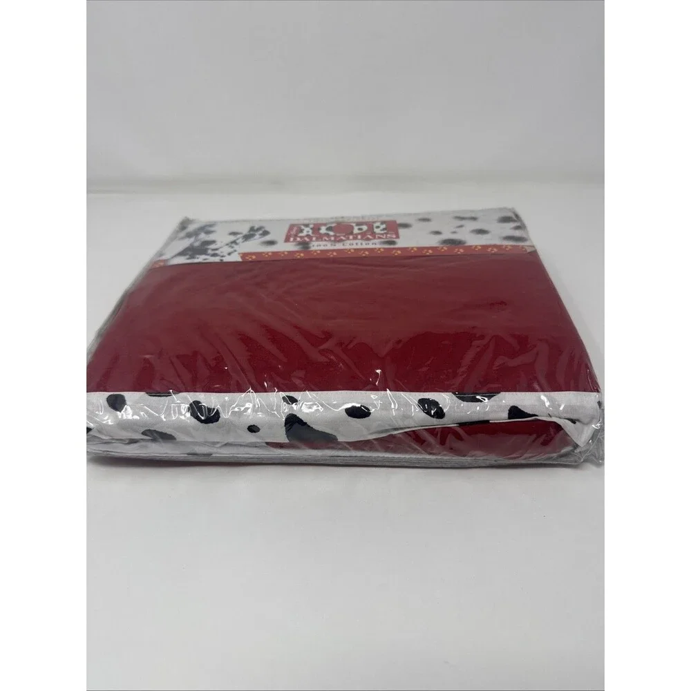 Vintage Disney 101 Dalmatians Dog Kids Twin Bed Skirt Ruffle black white red NEW